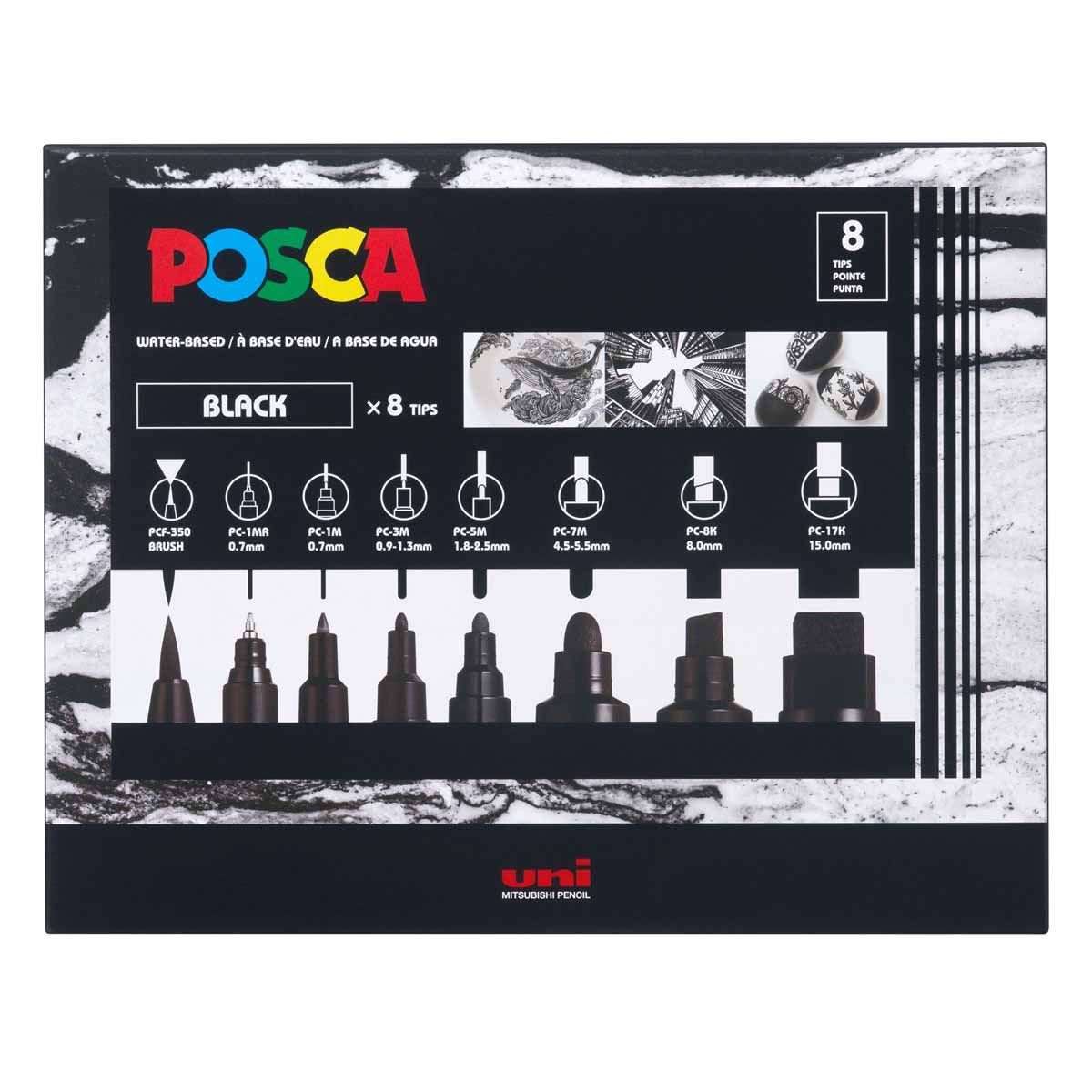 POSCA Paint Marker Sets - PC ALL SIZES SET/8 BLACK