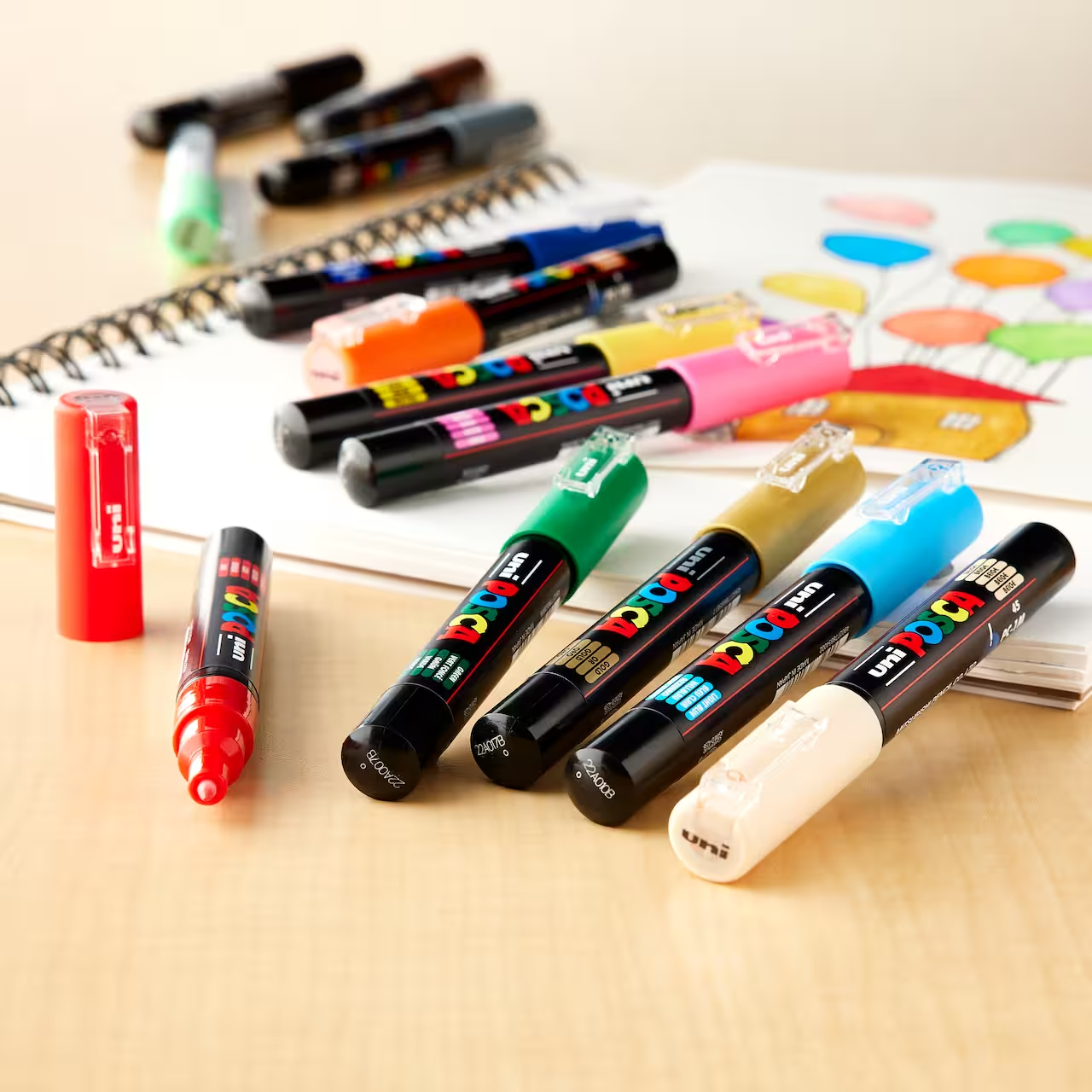 POSCA Paint Marker Sets, 16-Color PC-1M Extra-Fine Tapered Tip Basic Set