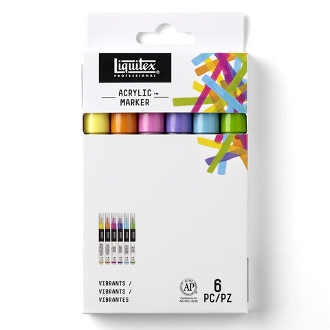 LIQUITEX PAINT MARKER VIBRANT FINE 6 SET
