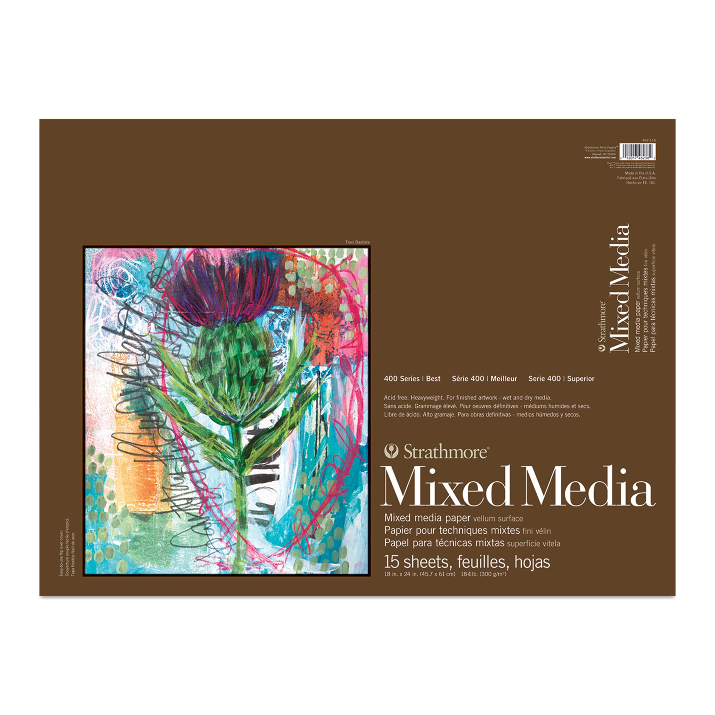 STRATHMORE 400 Series Mixed Media Pad - 18" x 24", 15 Sheets