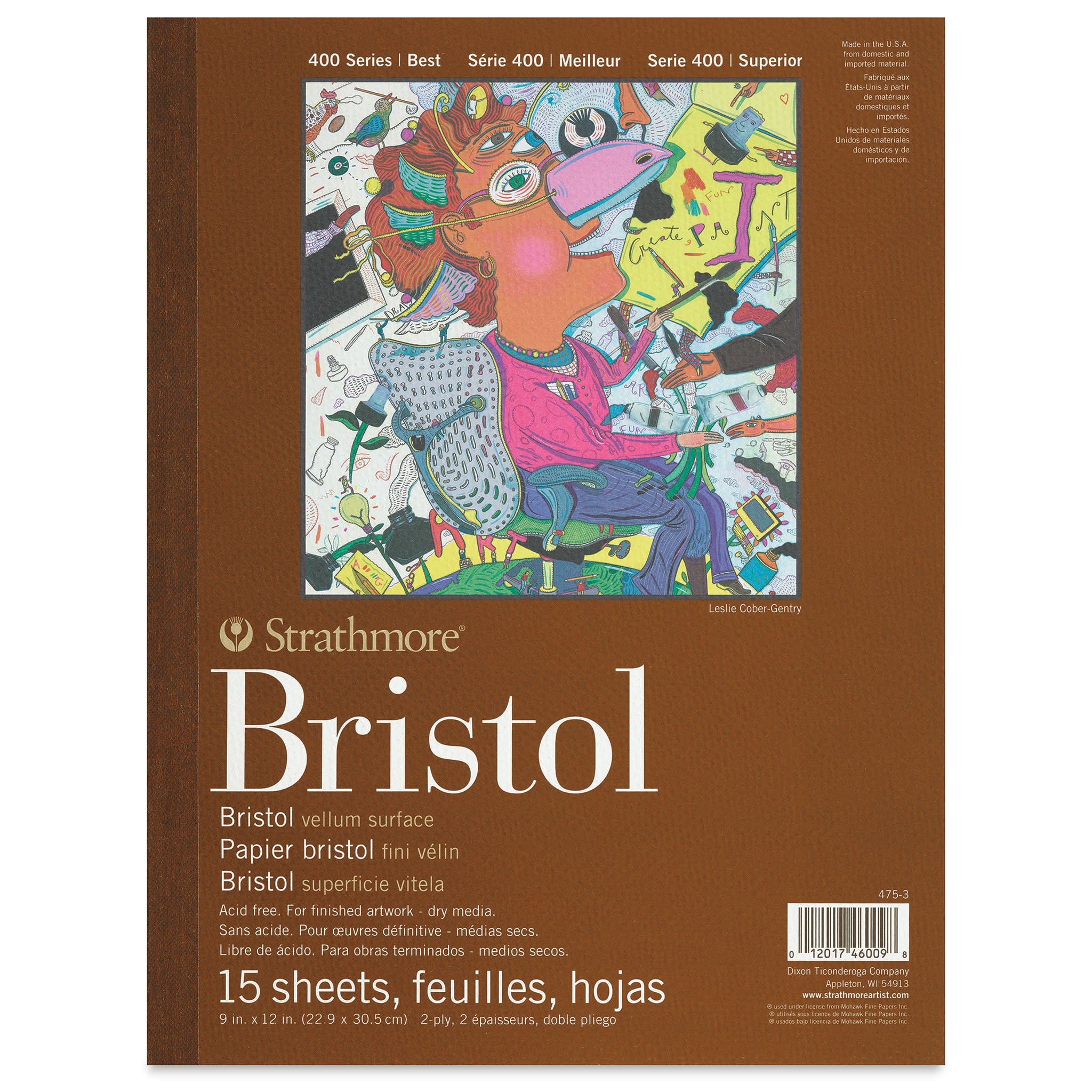 STRATHMORE 400 Series Bristol Pad - 9" x 12", 2 Ply, Vellum, 15 Sheets