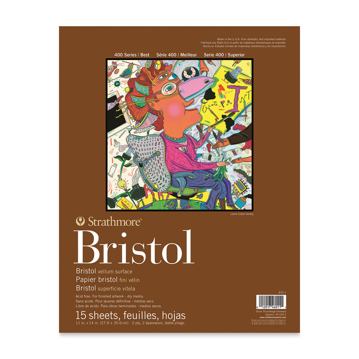 STRATHMORE 400 Series Bristol Pad - 11" x 14", 2 Ply, Vellum, 15 Sheets