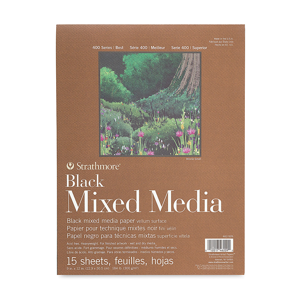 STRATHMORE 400 Series Black Mixed Media Pad - 9" x 12, 15 Sheets