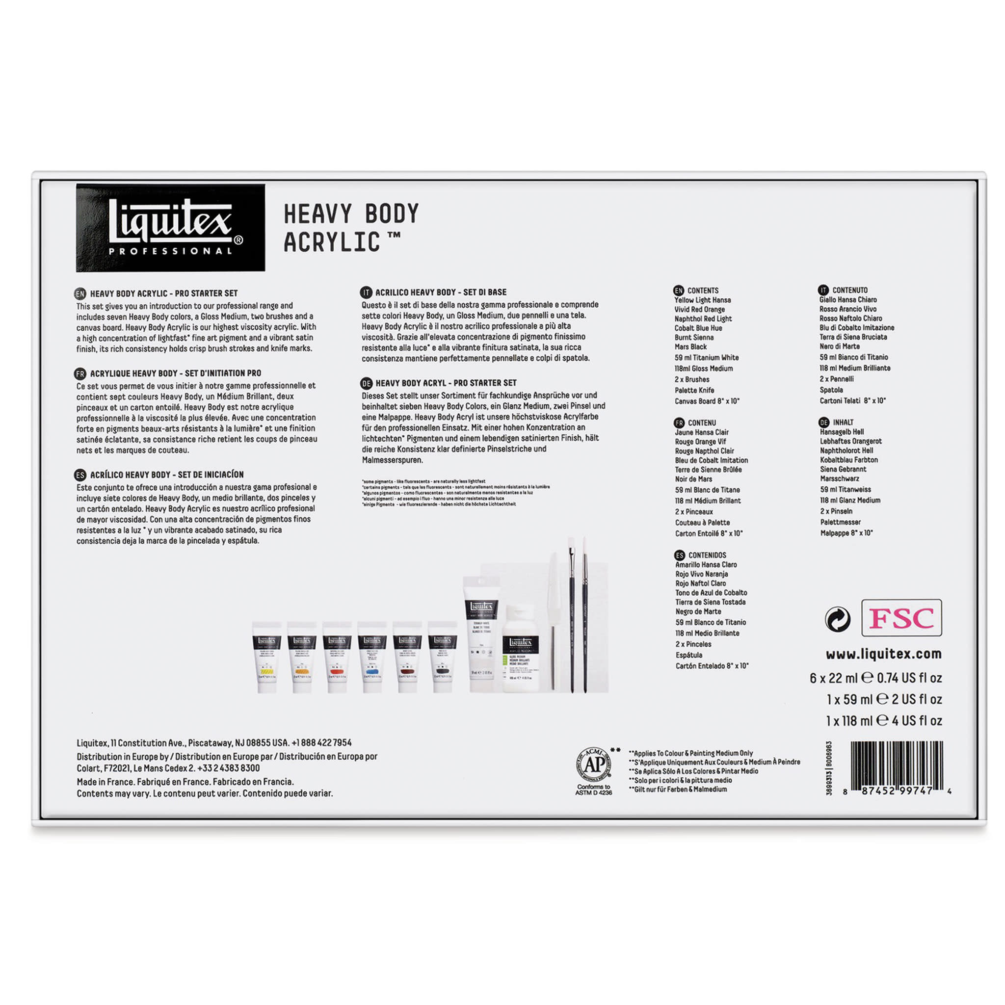 LIQUITEX Professional Heavy Body Acrylics - Set of 12, Pro Starter Set, 22 ml