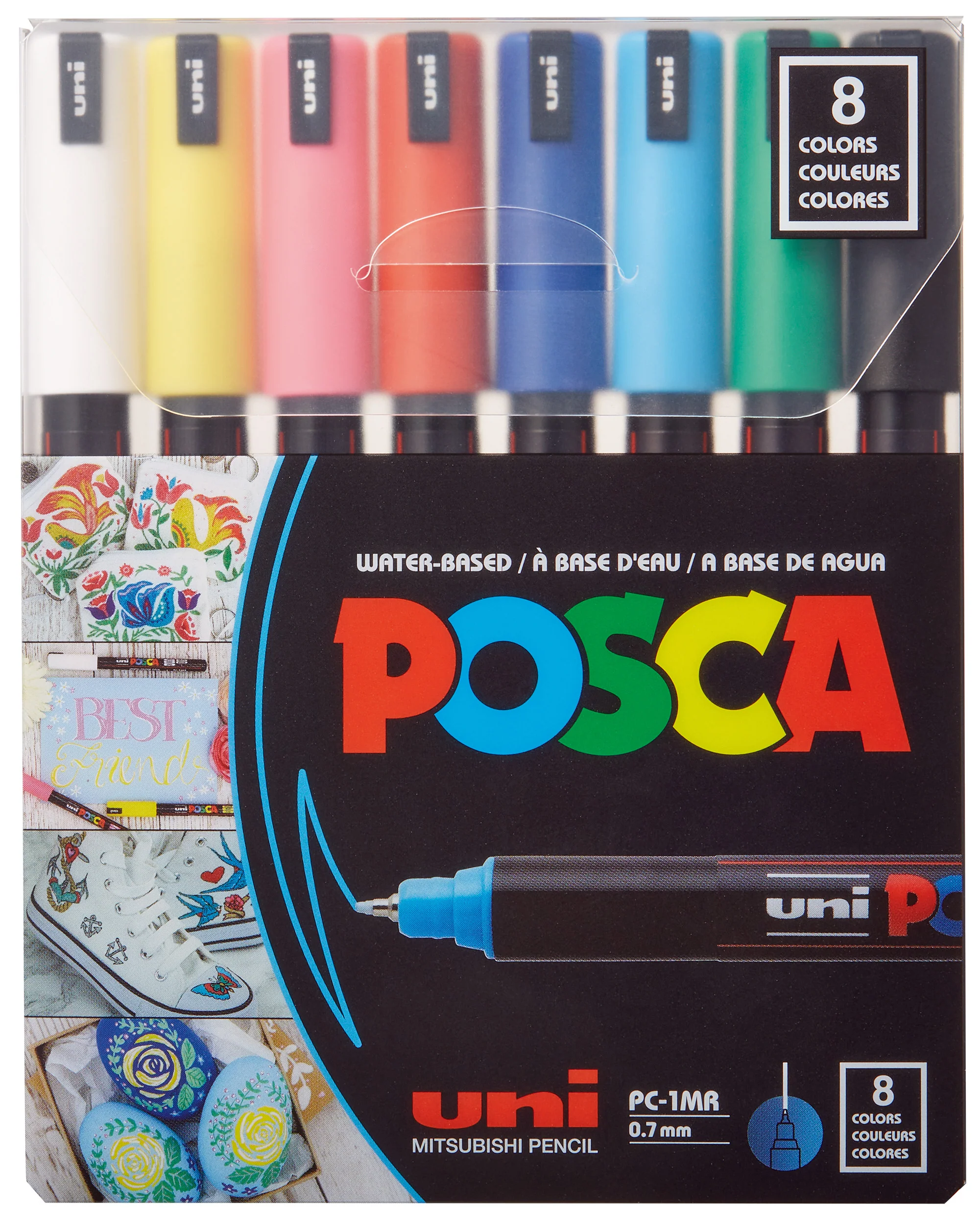 POSCA Paint Marker Sets, 8-Color PC-1MR Extra-Fine Basic Set