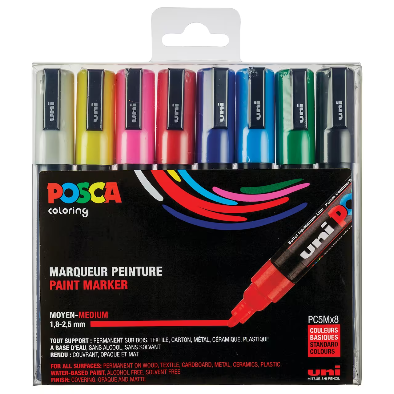 POSCA Paint Marker Sets, 8-Color PC-5M Medium Set