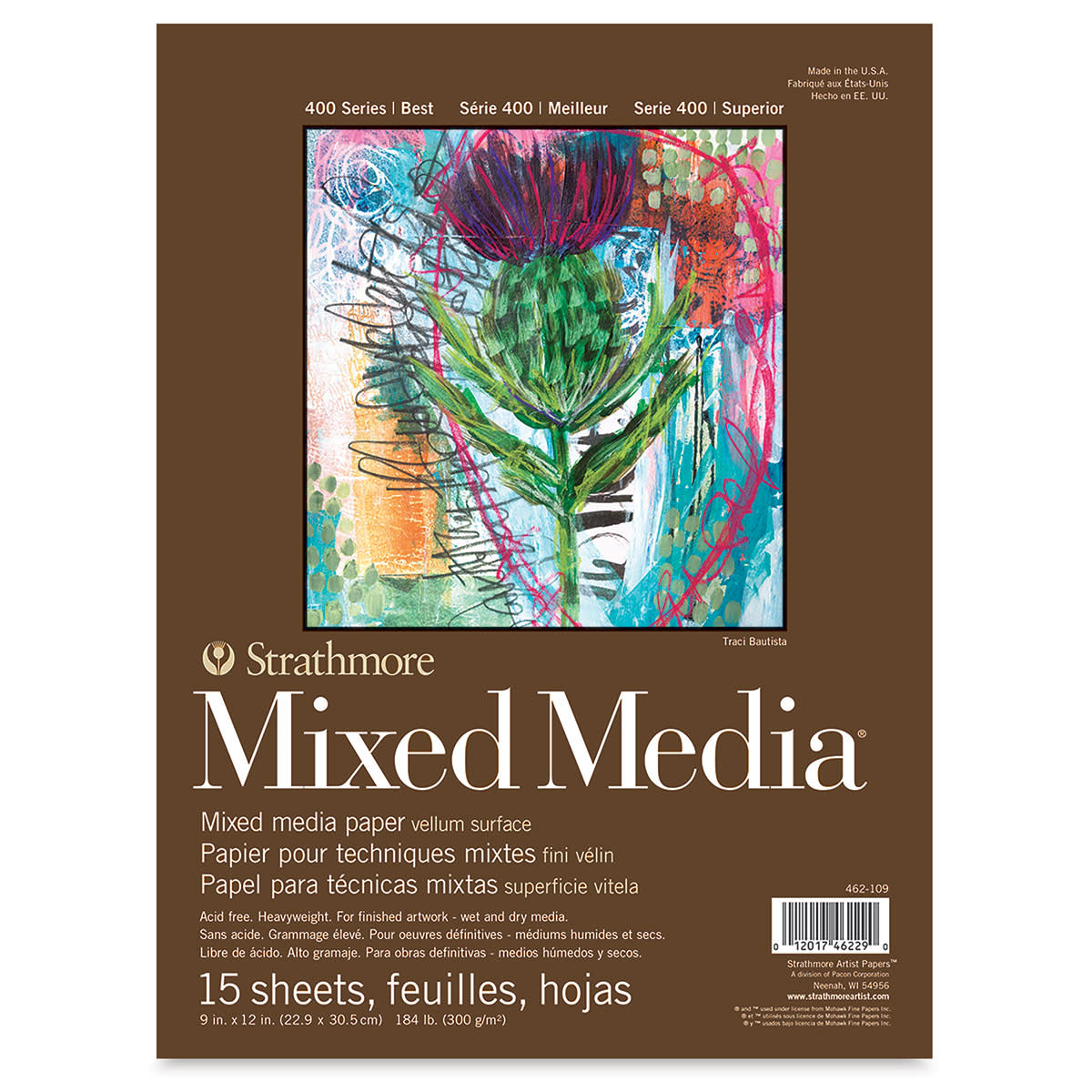 STRATHMORE 400 Series Mixed Media Pad - 9" x 12", 15 Sheets