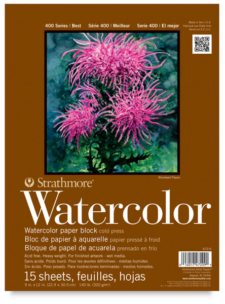 STRATHMORE 400 Series Watercolor Block - 9" x 12", 15 Sheets