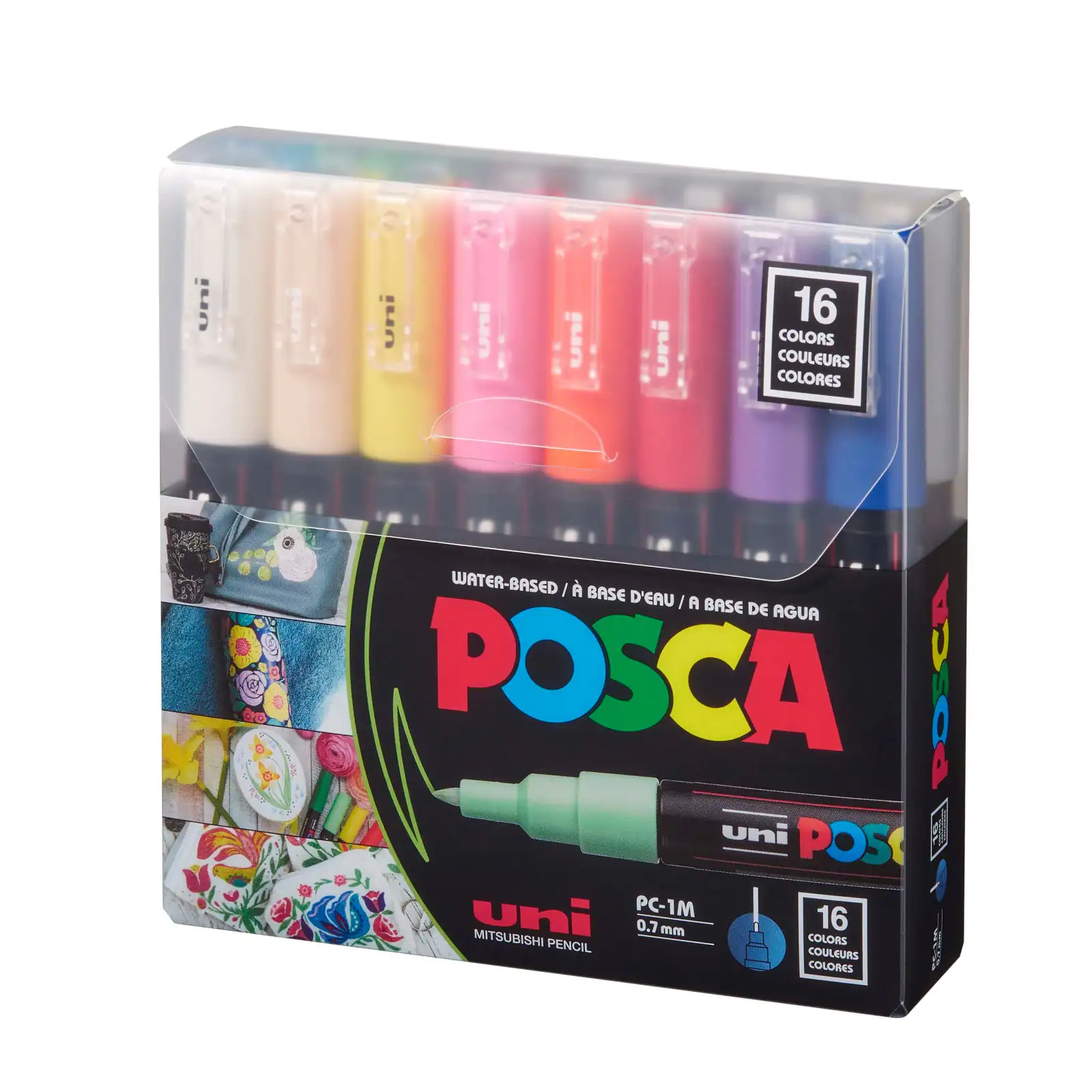 POSCA Paint Marker Sets, 16-Color PC-1M Extra-Fine Tapered Tip Basic Set