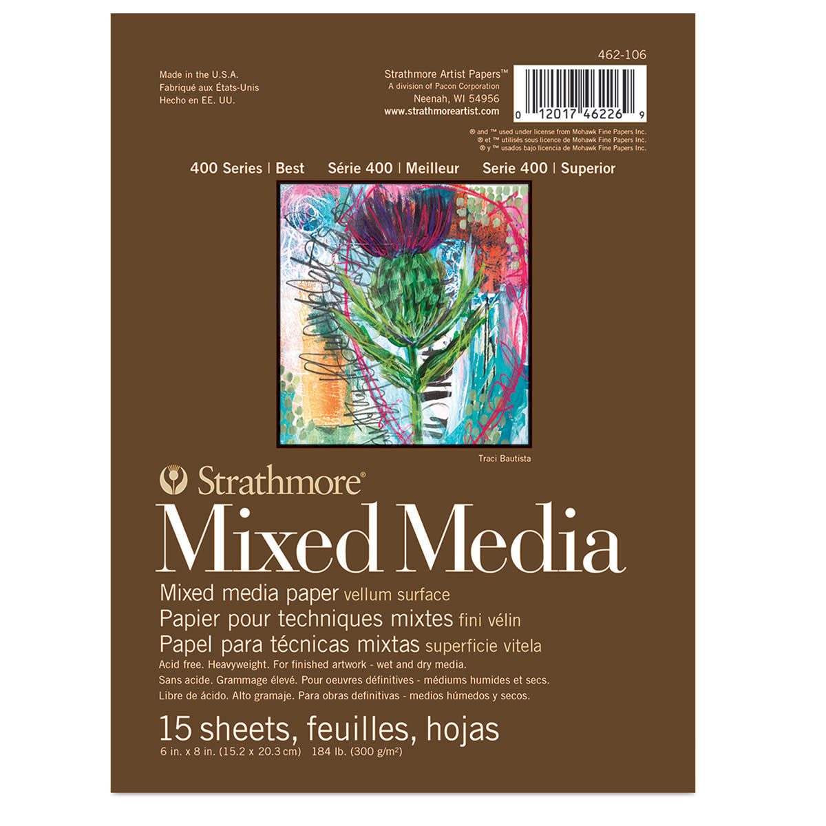 STRATHMORE 400 Series Mixed Media Pad - 6" x 8", 15 Sheets