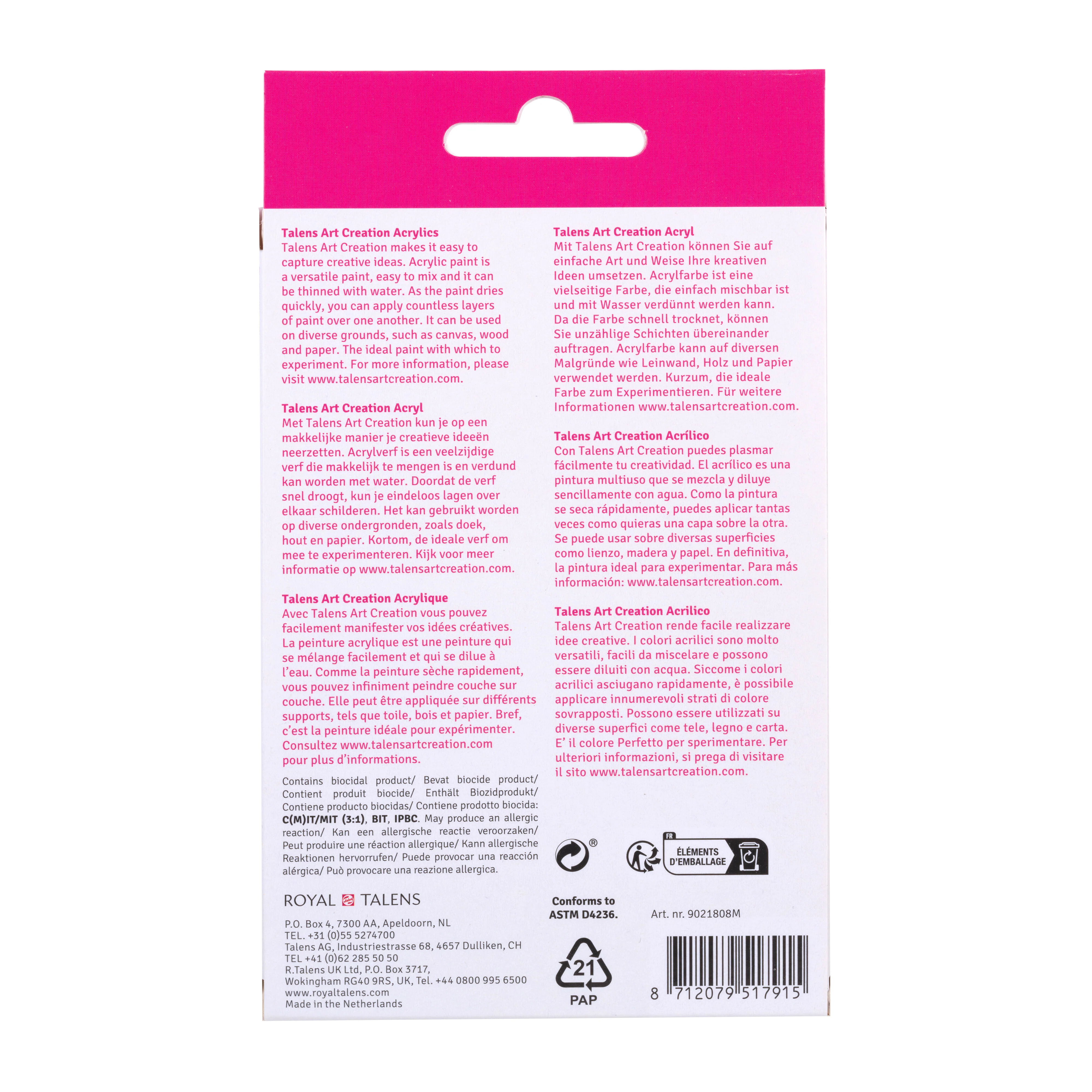 TALENS ART CREATIONS TAC ACRYL SET 8X12ML