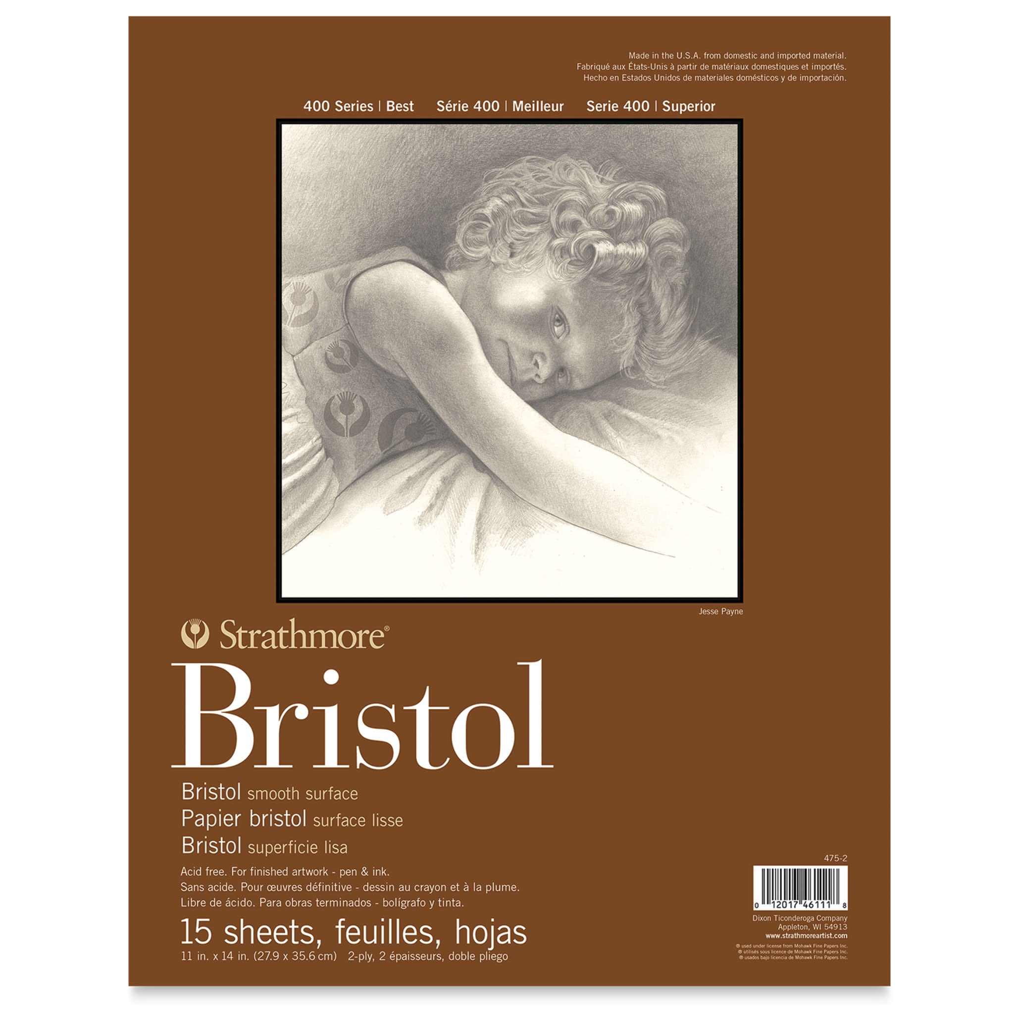 STRATHMORE 400 Series Bristol Pad - 11" x 14", 2 Ply, Smooth, 15 Sheets