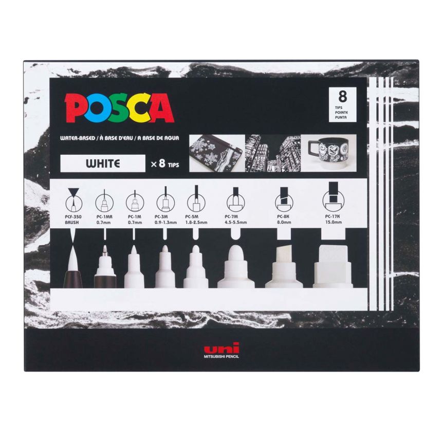POSCA Paint Marker Sets - PC ALL SIZES SET/8 WHITE